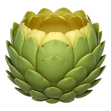 artichoke bottoms 2-3, soft rounded cup shape, pale green to light yellow, smooth slightly fibrous, natural ridges, moist tender look, no extras, soft lighting, emoji scale sticker