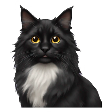 Black domestic longhair cat sticker
