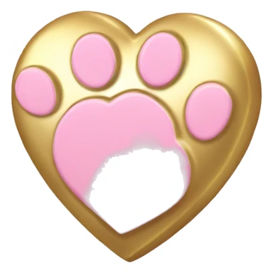 Gold heart with light pink paw print  sticker