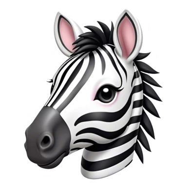 Cinematic Cute Zebra Portrait Emoji, Head tilted playfully and inquisitively, featuring a glossy, intricately striped fur of black and white, a refined, horse-like head with a long snout and alert ears, and round, sparkling eyes filled with curious wonder, Simplified yet irresistibly adorable features, highly detailed, glowing with a warm, friendly glow, high shine, affectionate and spirited, stylized with a touch of savannah whimsy, bright and endearing, soft glowing outline, capturing the essence of a mischievous yet loving zebra that feels like it could prance out of the screen and into your arms! sticker