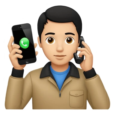 ligh skin black hair man calling with her phone sticker