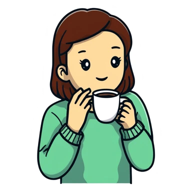 Fashionable Parisian woman with coffee cup sticker