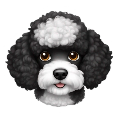 half Black and white ear poodle sticker