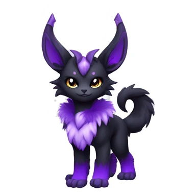 Anthro-Edgy-Black-Purple-Contrast-Colors-Fantasy-Fur-Sona-Chibi-Shiny-Fakémon-Hybrid with horns full body sticker