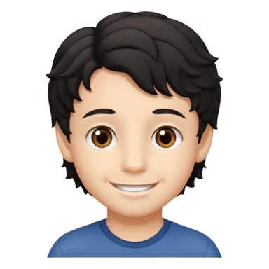 Siyah dalgalı saçlı kahveringi gözlü kücük erkek çocuk sticker