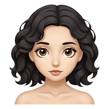 A girl with black wavy hair and brown eyes. She’s beige and very beautiful her beauty is amazing but she has dark circles  sticker