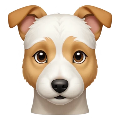 a full body facing front on of a buff white parson russell terrier looking dog the size of a kelpie with light brown long ears resting on its face and a light brown patch on one eye and a large snout. the rest of the dog is completely white.  sticker