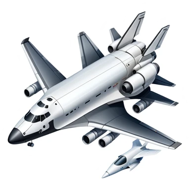 An icon featuring a collage of a space shuttle, a drone, and an airplane, symbolizing aerospace technology. The design includes rocket engines, wings, and flight paths, representing advancements in aviation and space exploration. Transparent background highlights cutting-edge aerospace engineering. sticker