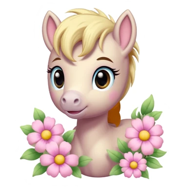Cute little pony with flowers sticker