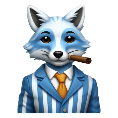 blue fox in a striped suit with a cigar and a martini glass sticker