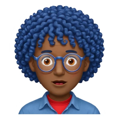 dark blue haired man curly hair and red earrings and spectacles surprised and hat wearing sticker