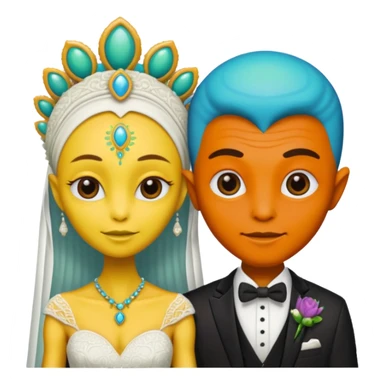 alien couple on wedding day sticker