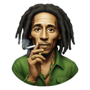 Bob Marley smoking with Sativa sticker