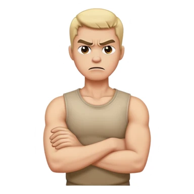 arm crossed holding neck and angry sticker