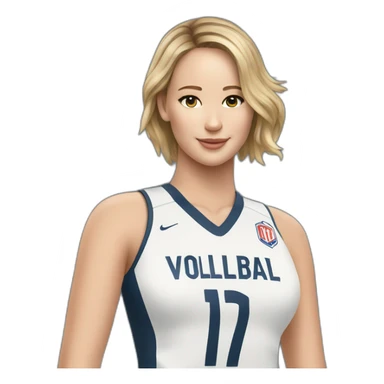 jennifer lawrence wearing volleyball jersey sticker