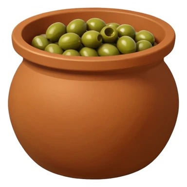 An emoji of a simple clay pot filled with olives. sticker
