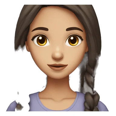 23 year old girl, beutiful, long dark brown hair, brown almond eyes,  sticker