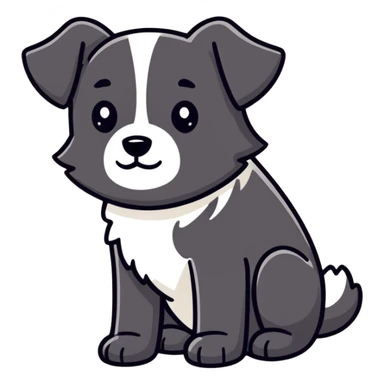 Black fluffy dog sticker