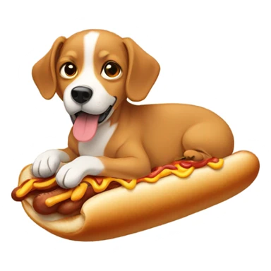 dog with a hotdog on it’s under side sticker