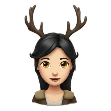 Girl with deers horns with long black hair sticker