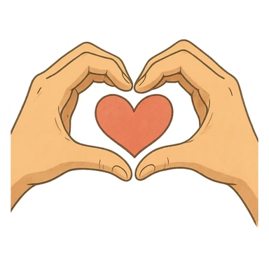 ghibli style illustration of two hands forming a heart symbolizing love sticker