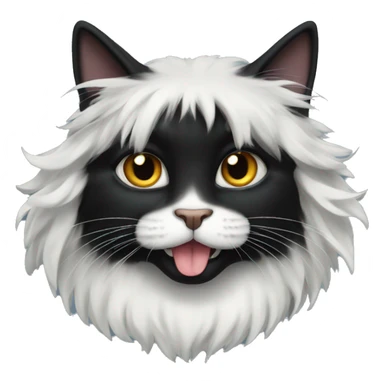 black cat domestic long-haired with white on the mouth sticker