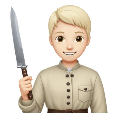 Normal emoji laughing with a knife sticker