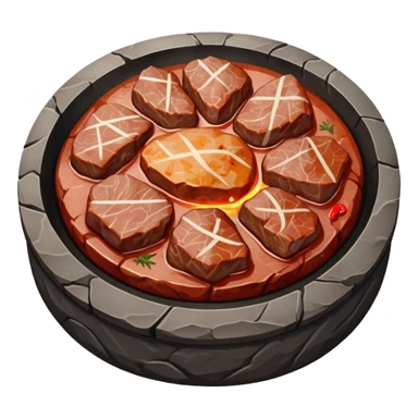 Traditional Mongolian hot stone cooked meat. sticker