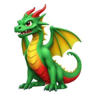  graoully dragon, green body and red back and green and yellow wings sticker