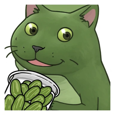Cat on pickle sticker