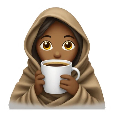 girl inside a blanket sipping coffee eyes closed sticker
