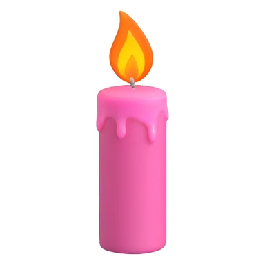Draw a pink candle with a flame on it at an angle of 15 degrees from the horizontal. sticker