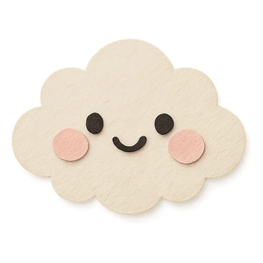 kawaii fluffy white cloud, happy face, blushing cheeks, no limbs, full body, soft pastel colors, paper craft style sticker