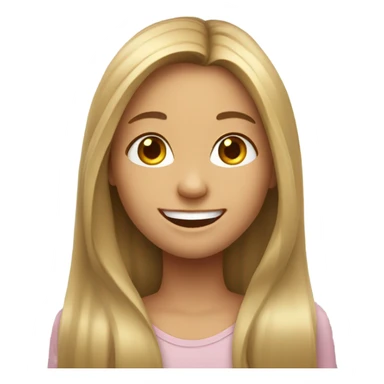 smiling girl with long hair sticker