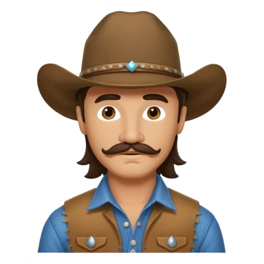 Brunette man with mullet and mustache cowboy  sticker