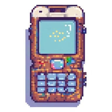 1990s brick cell phone, pixel art style sticker