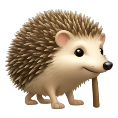 hedgehog walks with a stick sticker
