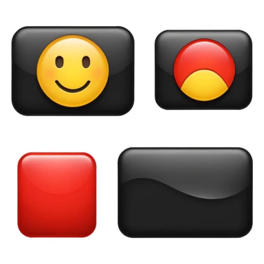 A wawy black and a red rectangle and a yellow circle sticker