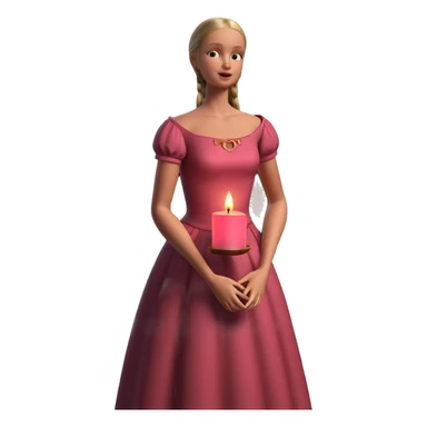 girl in pink dress with candle sticker