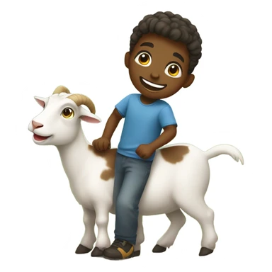 boy with goat outdoors sticker