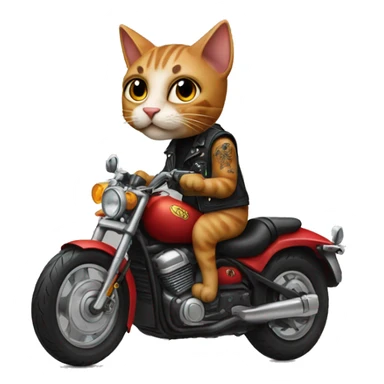 a cat on a motorcycle with tattoos sticker