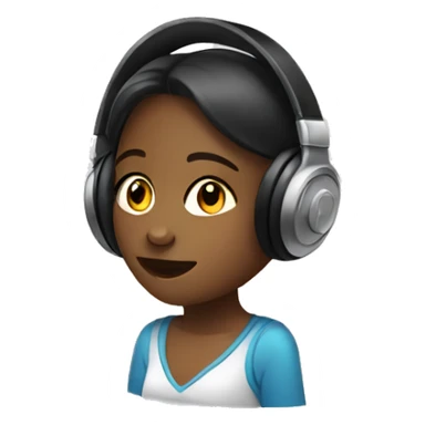 Girl listening a music on headphones  sticker