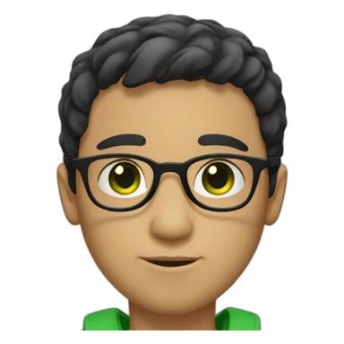 boy with green eyes, glasses, with black short hair sticker