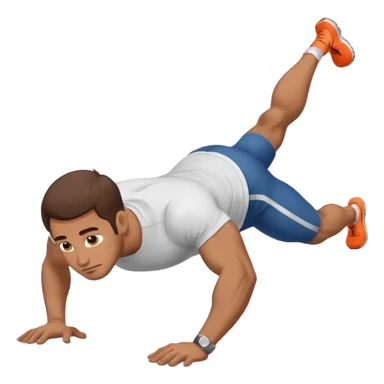 White man 2day stubble brown hair doing pushups  sticker