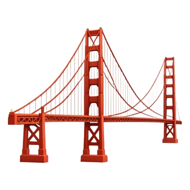 Cinematic Realistic Golden Gate Bridge Landmark Emoji, depicted with the iconic suspension bridge rendered with rich detail and vibrant, dynamic lighting. sticker