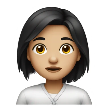 Sick girl with black hair sticker