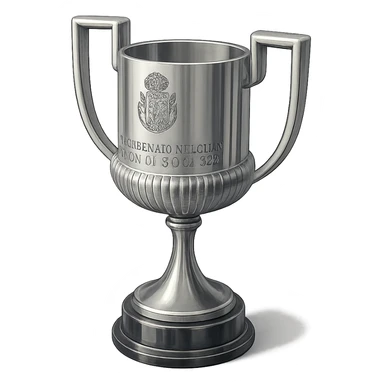 Фотореалистичный и изометричный кубок List of Copa, объемный чуть слегка рисованный стиль, прозрачный фон sticker