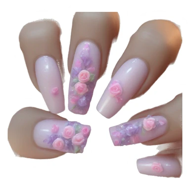 5 acrylic fingernails painted delicate sticker