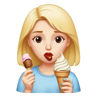 Lady eating ice cream sad sticker
