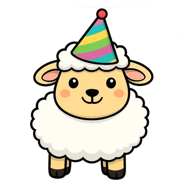Add a colorful party hat to the silly sheep. Keep the background transparent. sticker